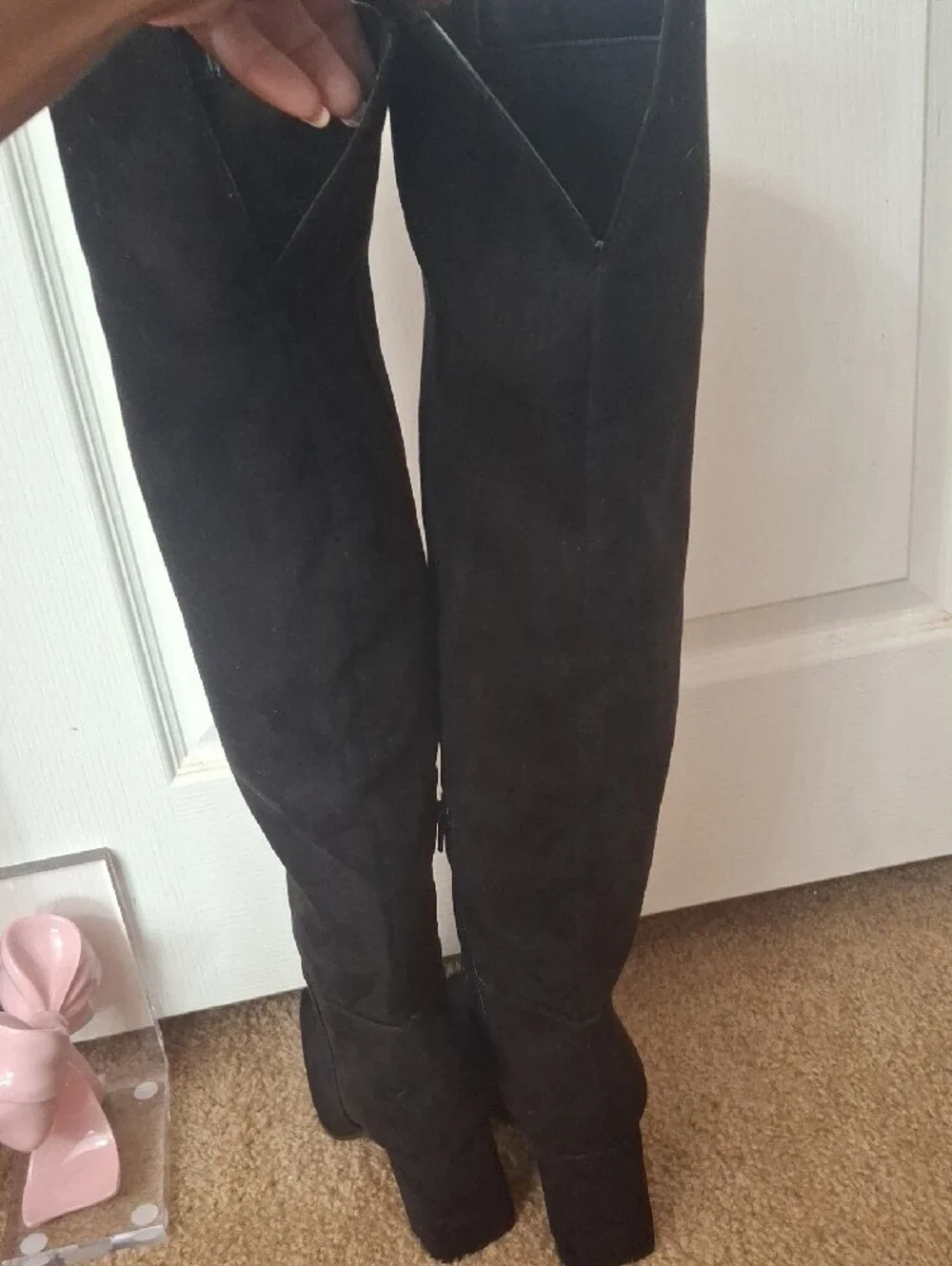 NINE WEST Classic Black Knee-High Women's Block Heel Boots NWOB Size 9½